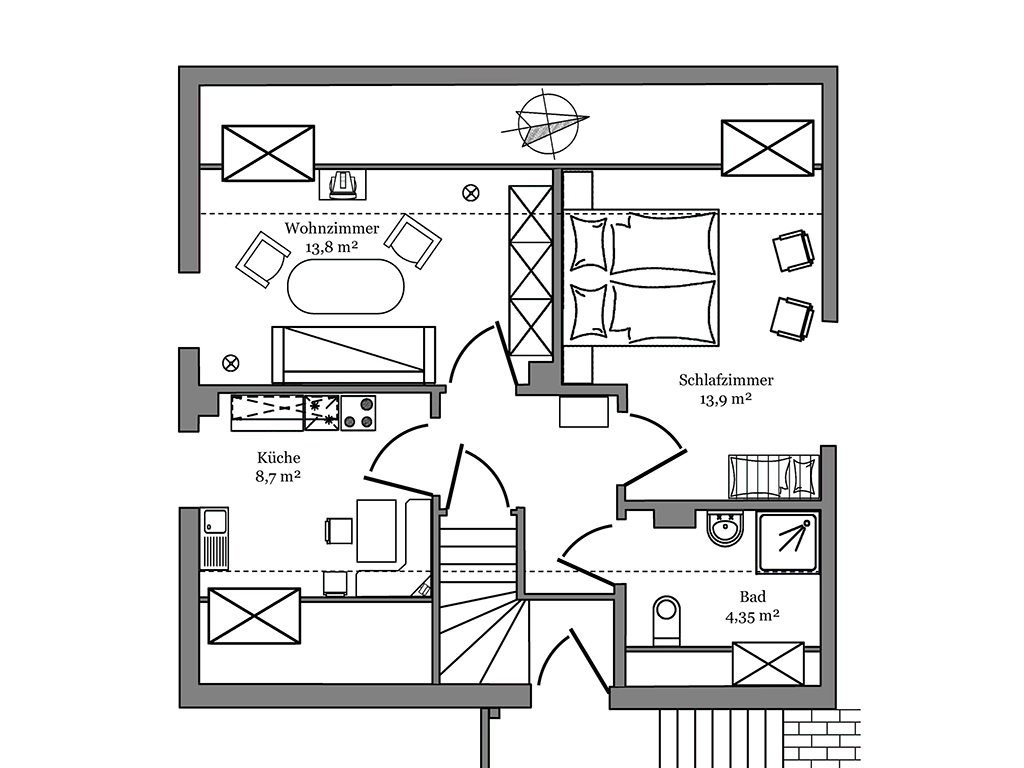 Grundriss Ferienwohnung Flesch